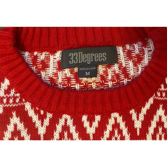 NWT 33 Degrees Mens Ugly Christmas Sweater Llama Men’s Medium $64 Red White - Picture 2 of 10